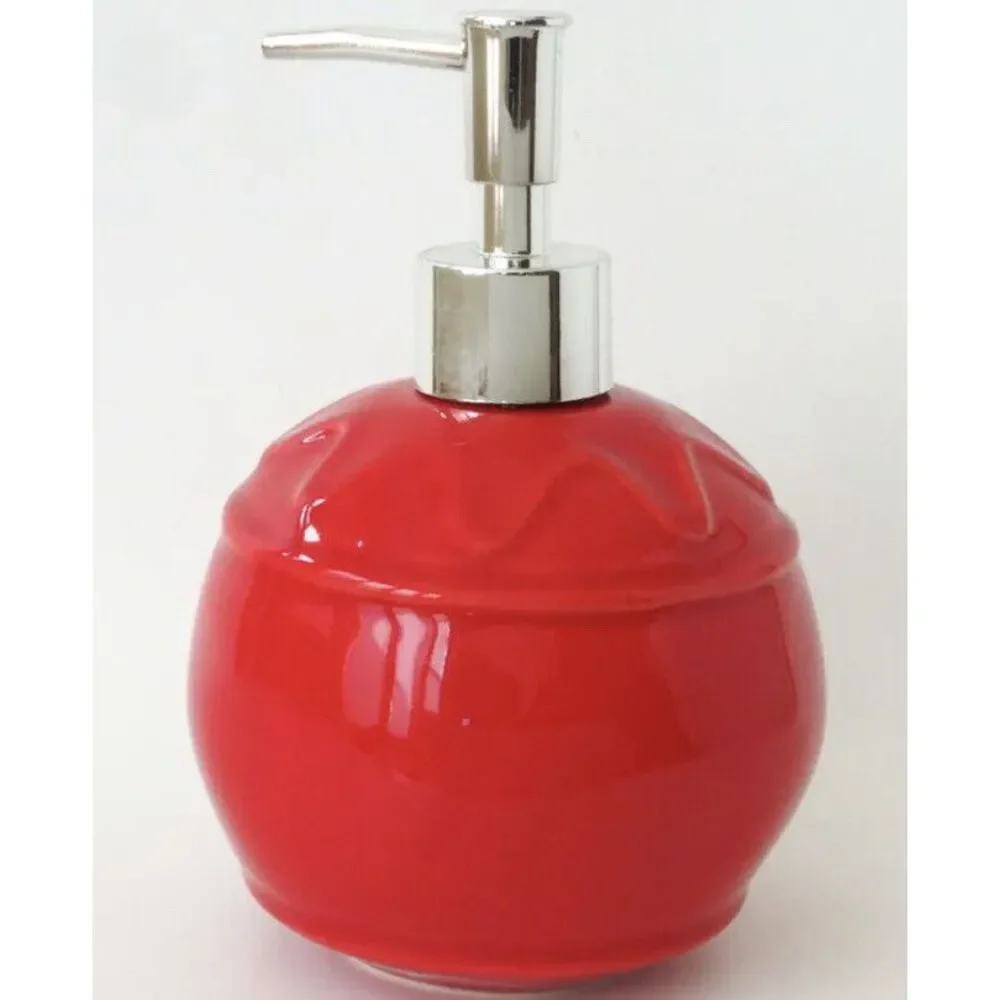 Rae‎ Dunn MERRY Red Christmas Ornament Soap Ceramic Pump Lotion Dispenser